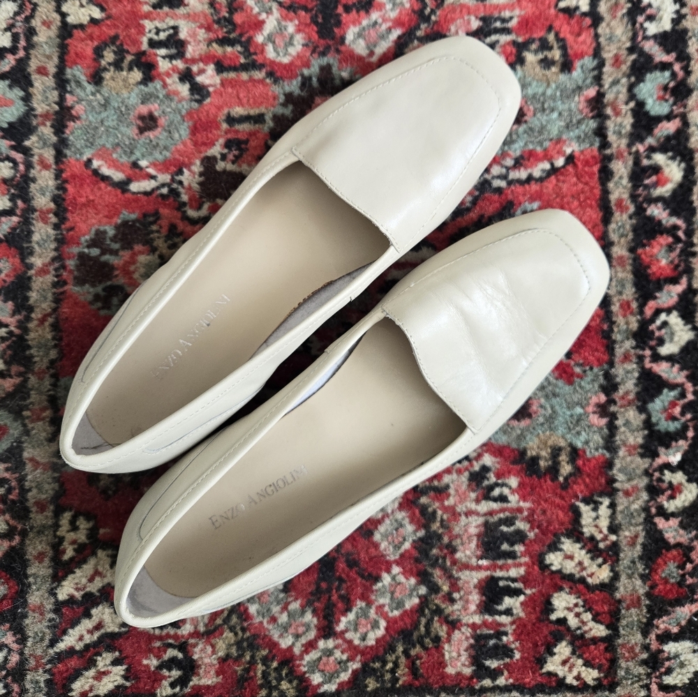 Enzo Angiolini Leather Cream Loafers